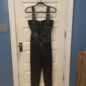 Weworewhat Moto vegan leather overalls